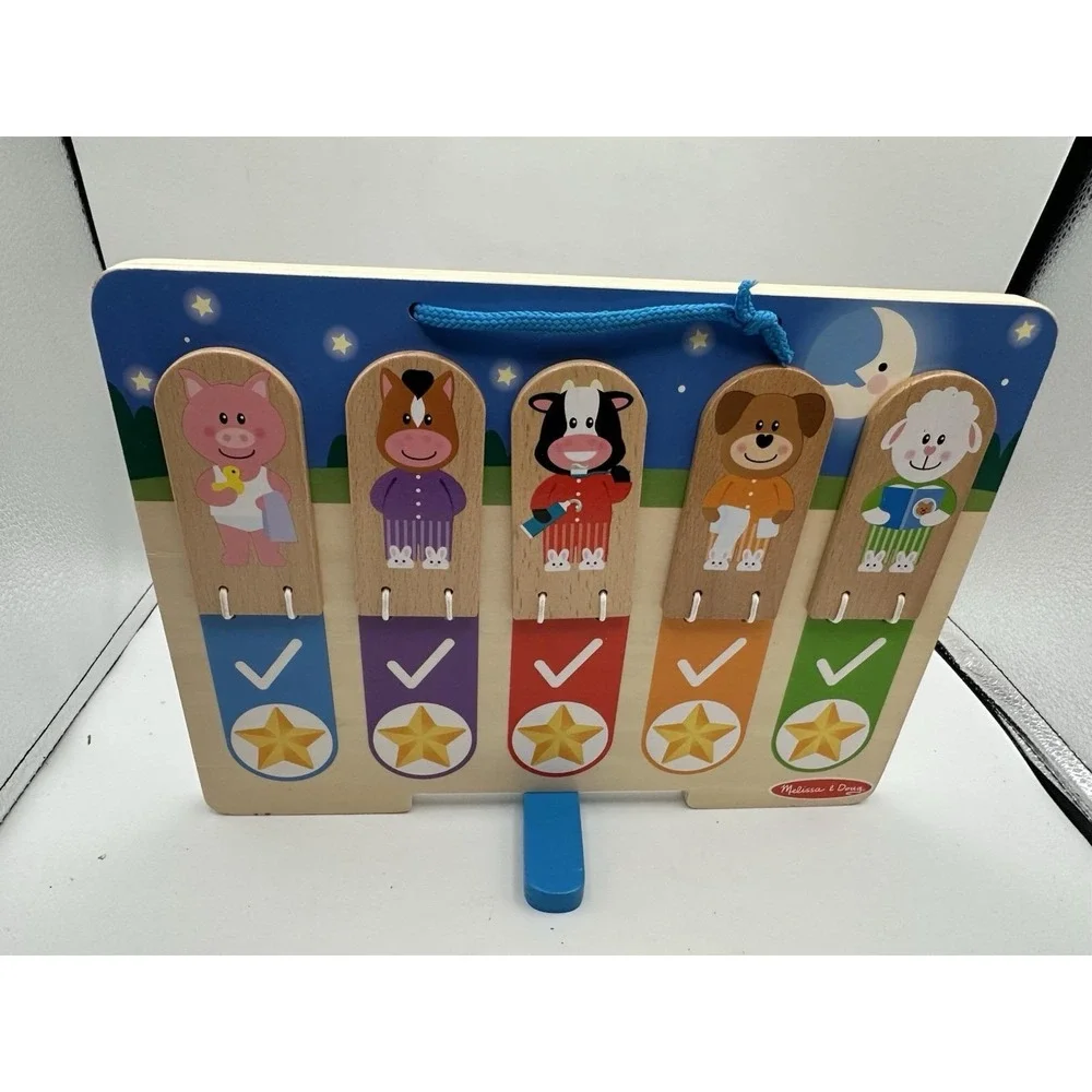 Melissa & Doug Wooden My Daily Routine Chart Hands On Learning Night Day